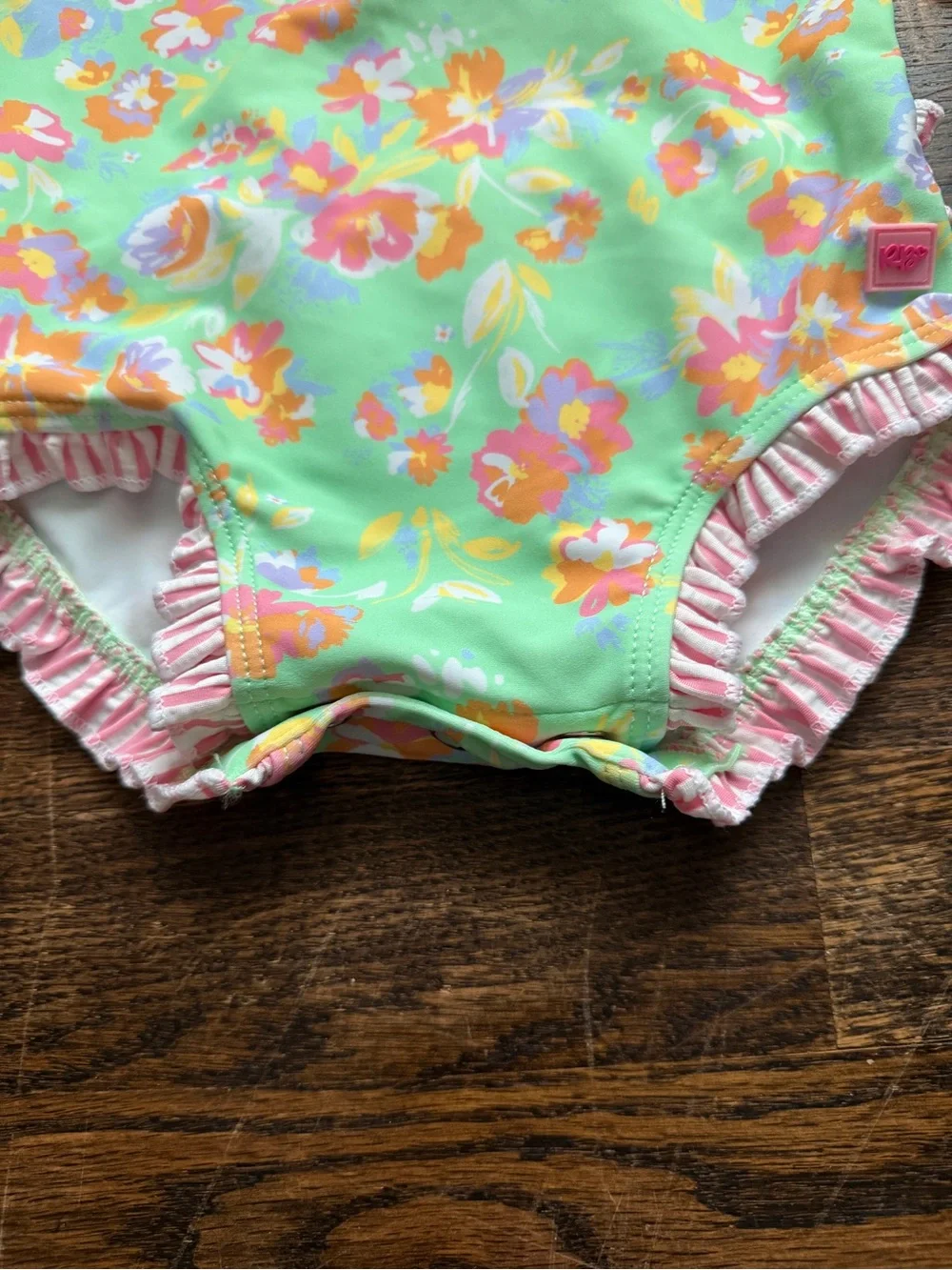 Rufflebutts Toddler Girls Long-Sleeve Floral Rash Guard One-Piece Swimsuit